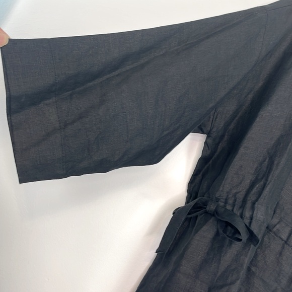 Eileen Fisher Black Bateau Neck 100% Linen Tunic Top. Size Medium. - Picture 7 of 12